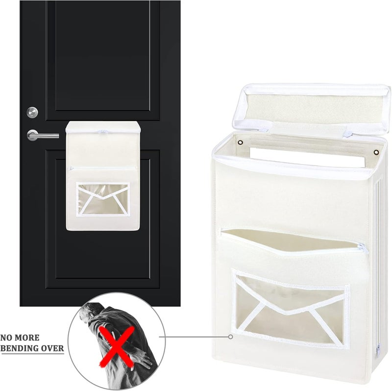 Annmore Mail Slot Catcher Bag, Indoor White Mail Catcher Felt Cloth Made, High Capacity Mail Slot Cover, Space Saving, Self-Adhesive, No Screws Needed, Practical Home Accessories - Image 5